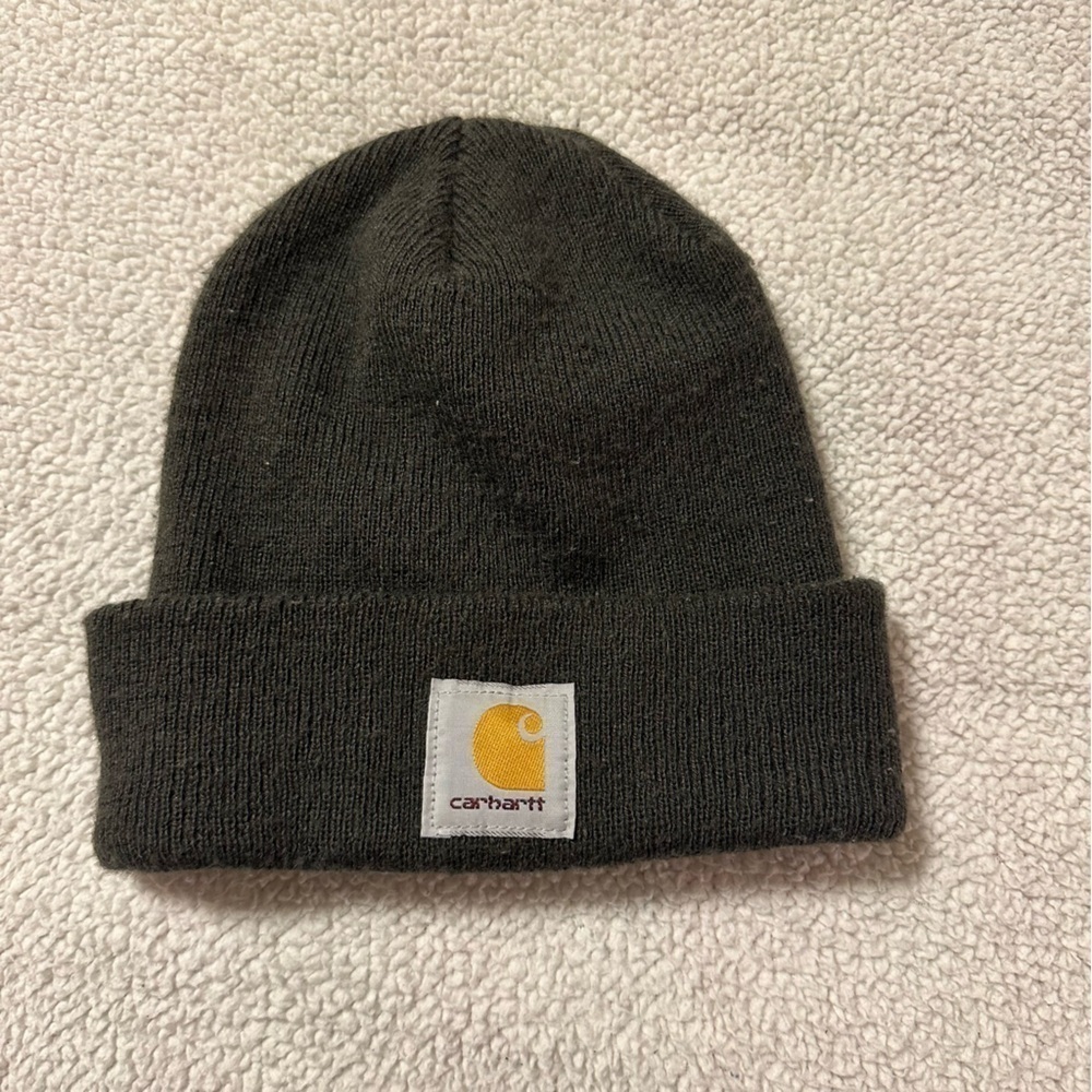 Carhartt Green Gray Ribbed Beanie Knit Hat